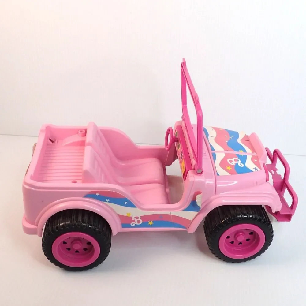 Vintage Barbie Pink Plastic Jeep Pink Rims Black Wheels NO Canopy Top